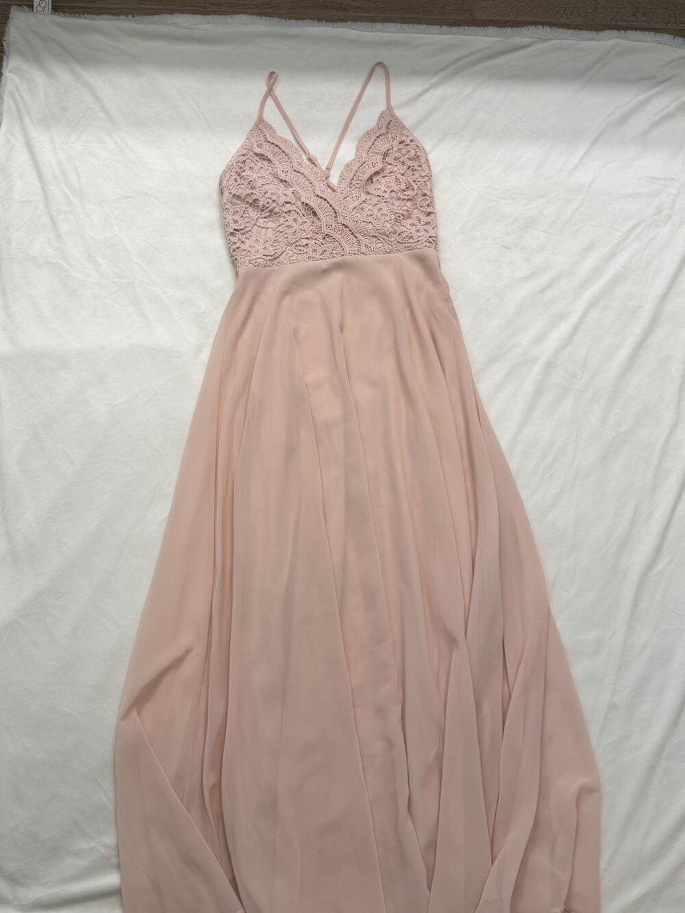 Lulus Madalyn Blush Lace Maxi Dress Women's Medium Pink Whimsical Formal